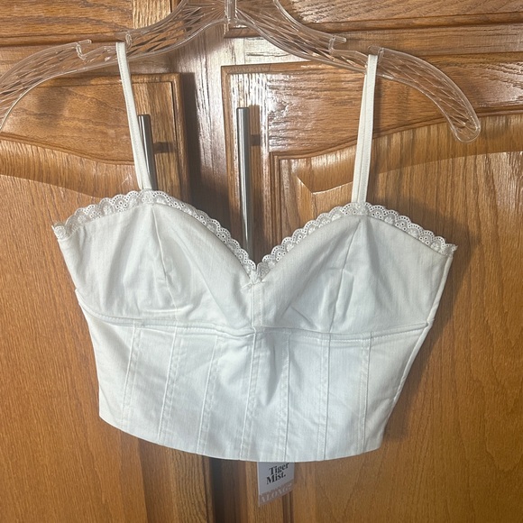 Tiger Mist Tops - Tiger Mist Brand New White Lace Trim Bustier Crop Top Size Small